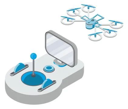 Quadcopter and Remote Controller, Drone Vector Stock Illustration