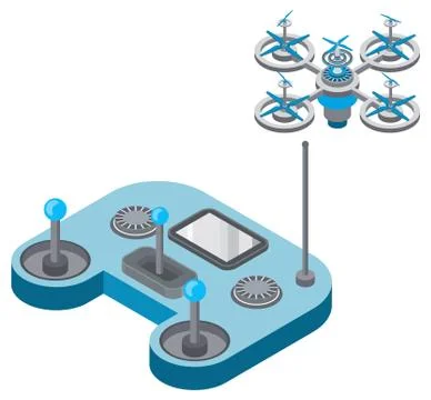 Quadcopter and Remote Controller, Drone Vector Stock Illustration