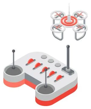 Quadcopter and Remote Controller, Drone Vector Stock Illustration