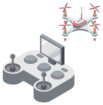 Quadcopter and Remote Controller, Drone Vector Stock Illustration