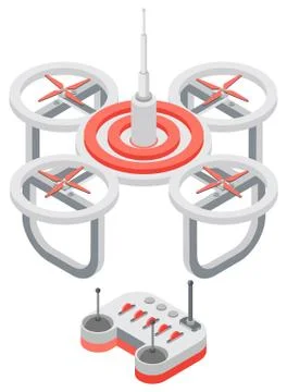 Quadcopter and Remote Controller, Drone Vector Stock Illustration