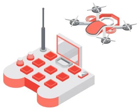 Quadcopter and Remote Controller, Drone Vector Stock Illustration