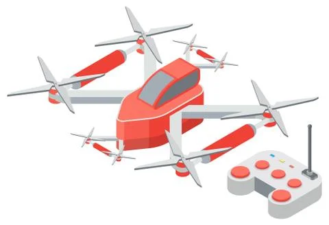 Quadcopter and Remote Controller, Drone Vector Stock Illustration