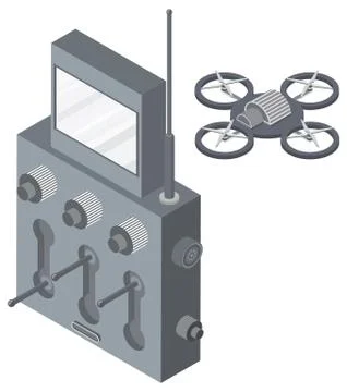 Quadcopter and Remote Controller, Drone Vector Stock Illustration