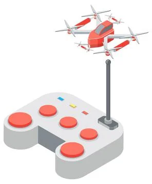 Quadcopter and Remote Controller, Drone Vector Stock Illustration