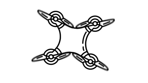Quadcopter animated icon displaying flying drone spinning propellers outline Vídeo Stock 341962263