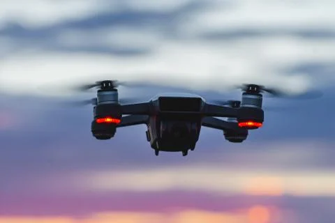 The quadcopter on the background of a sunset Stock Photos