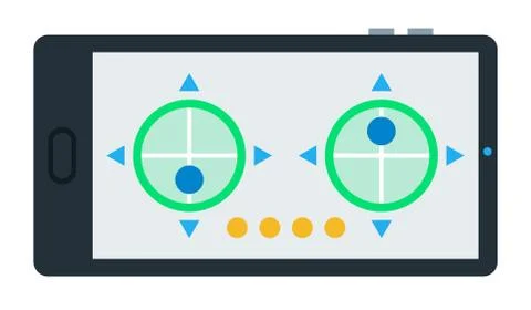 Quadcopter control screen on smartphone Drone vector icon flat isolated. Stock Illustration