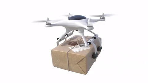 Quadcopter delivers package Stock Footage 75568772