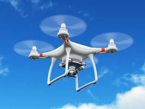 Quadcopter drone with 4K video camera flying in the air Stock-Illustration