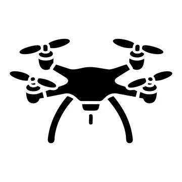 Quadcopter drone with an attached camera system silhouette vector illustrat.. Stock Illustration
