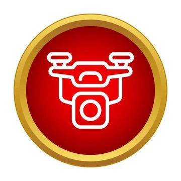 Quadcopter drone with camera icon on red background Stock-Illustration
