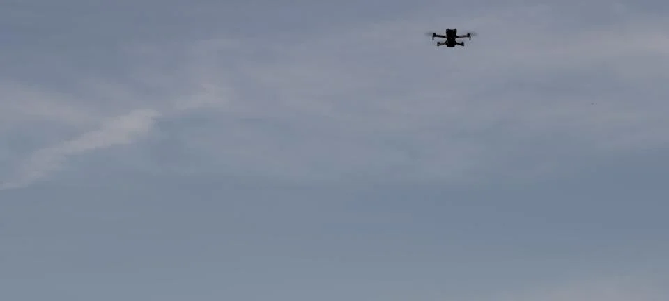 Quadcopter drone flying Fotos Stock