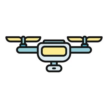Quadcopter drone flying, vector icon representing modern technology Illustrazione stock