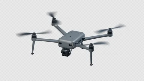Quadcopter Drone Hovering with Spinning Propellers - Transparent 4K Loop Video stock 346970078