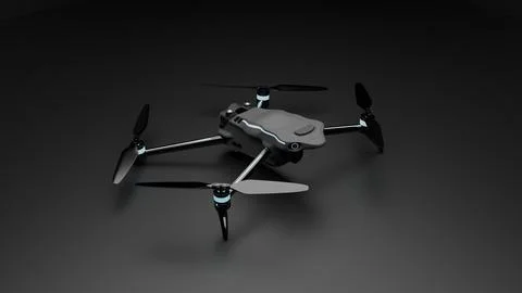 Quadcopter drone render isolated on black background Stock Illustration