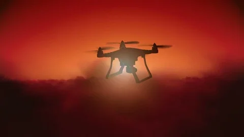 Quadcopter Drone Silhouette At Sunset Stock Footage 83937978