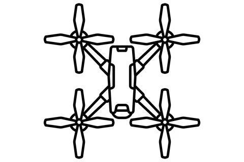 Quadcopter drone top view in clean line style. Minimal vector icon 스톡 일러스트