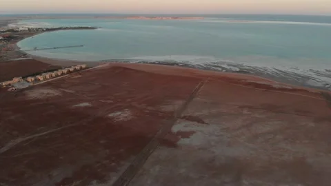 Quadcopter flight over the Red Sea. Sand. Stock Footage 132330384