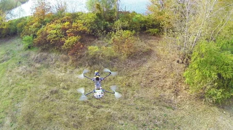 Quadcopter in flight. Top view. Aerial Stock-Footage 42648519
