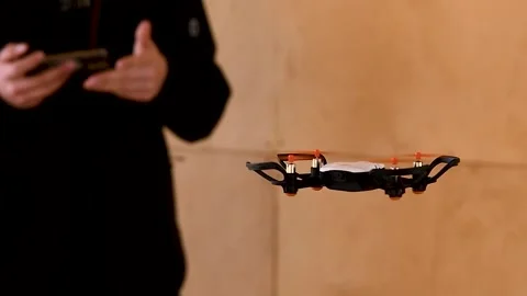 Quadcopter flying inside the building Stock Footage 305988310