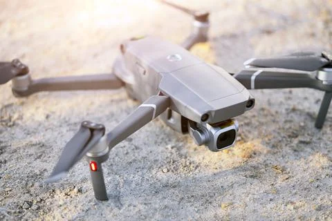 The quadcopter is on the ground before launch Stock Photos