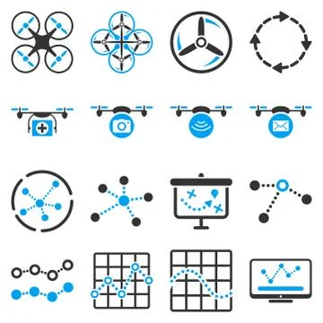 Quadcopter navigation icon set Ilustración de archivo