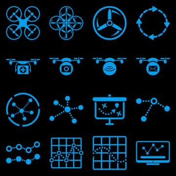 Quadcopter navigation icon set Stockillustratie