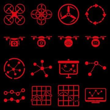 Quadcopter navigation icon set Ilustración de archivo