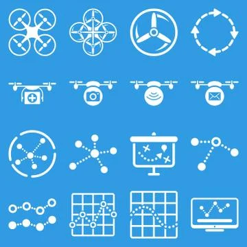 Quadcopter navigation icon set Stock Illustration