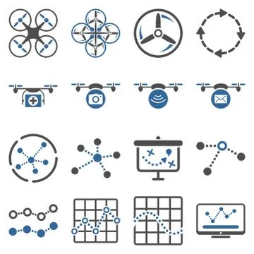 Quadcopter navigation icon set 스톡 일러스트