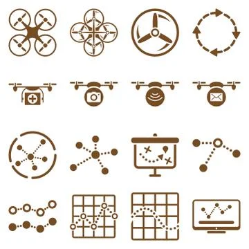 Quadcopter navigation icon set Ilustración de archivo