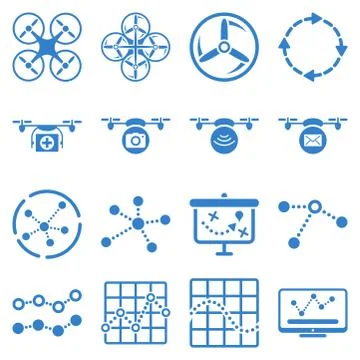 Quadcopter navigation icon set Stock Illustration