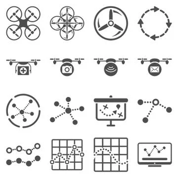 Quadcopter navigation icon set Ilustración de archivo