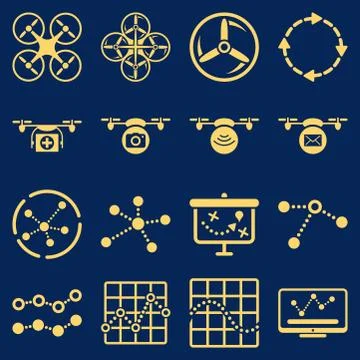 Quadcopter navigation icon set 스톡 일러스트