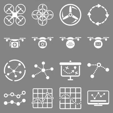 Quadcopter navigation icon set Stock Illustration