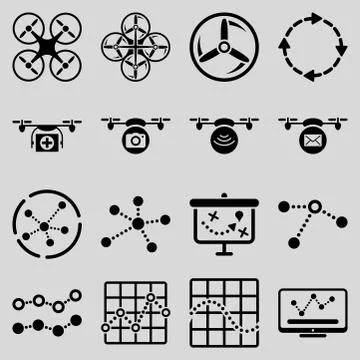 Quadcopter navigation icon set 스톡 일러스트