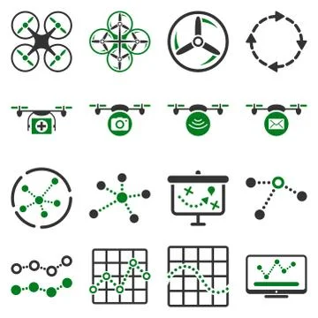 Quadcopter navigation icon set 스톡 일러스트