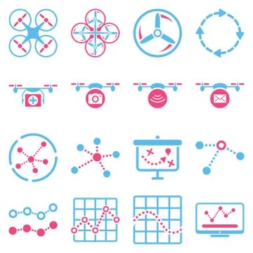 Quadcopter navigation icon set Ilustración de archivo