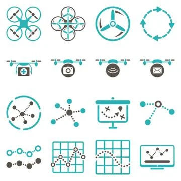 Quadcopter navigation icon set Ilustración de archivo