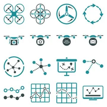 Quadcopter navigation icon set Stockillustratie