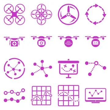 Quadcopter navigation icon set Ilustración de archivo