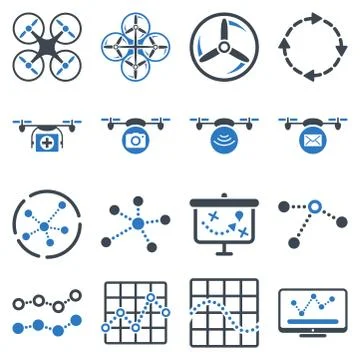 Quadcopter navigation icon set Ilustración de archivo