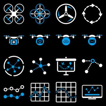 Quadcopter navigation icon set Ilustración de archivo