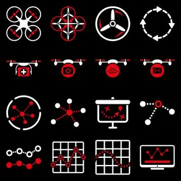 Quadcopter navigation icon set Stock Illustration