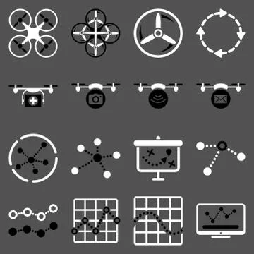 Quadcopter navigation icon set Stockillustratie