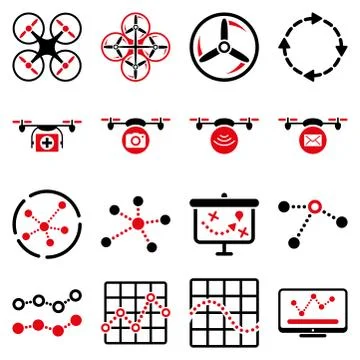 Quadcopter navigation icon set Stock Illustration