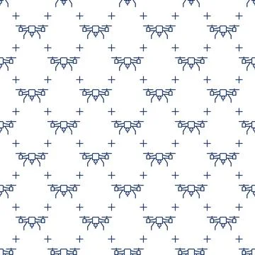 Quadcopter or Drone front view vector concept line seamless pattern 스톡 일러스트