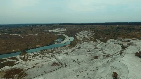 Quadcopter over the development of sand. Stock Footage 98361590