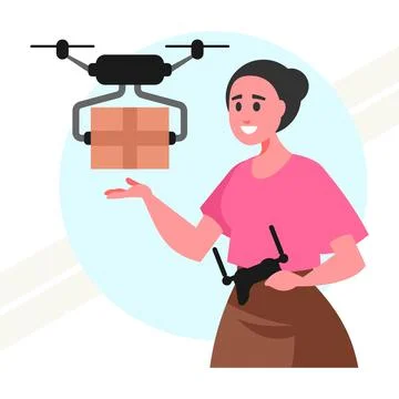 Quadcopter-with-a-parcel Stock Illustration
